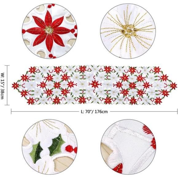 Table Runner Red Table Linens for Christmas Decorations, 15 x 70 Inch - Picture 4 of 7